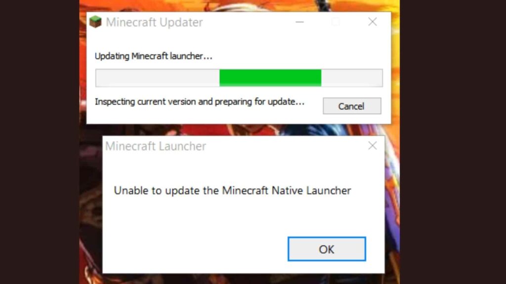 minecraft unable to update native launcher 2017